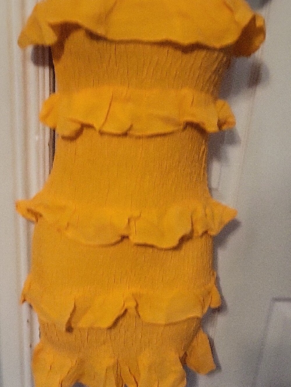 Olivaceous Yellow Ruffled Mini Dress - Picture 6 of 9